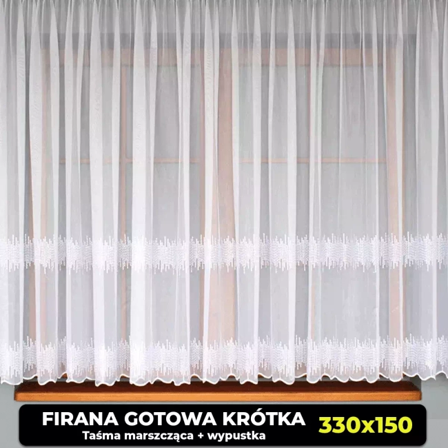 Firana gotowa już uszyta KRÓTKA 330x150 - do parapetu HARMONIA